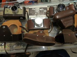 8 Vintage 35 mm cameras Kodak,  Graphic,  Exakta,  Argus,  Voigtlander,  Praktica,  Minolta 4