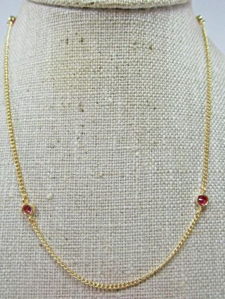 14k Yellow Gold And Ruby 29 1/2 In Necklace 