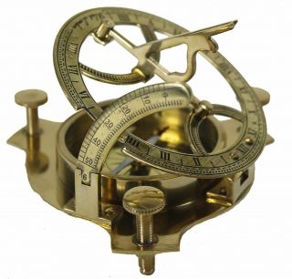 Vintage Marine Nautical Solid Brass Sundial Compass Hand - Made Compass 3