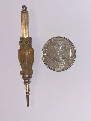 VERY RARE 1885 CELLULOID FIGURAL OWL MAGIC Mechanical PENCIL ANTIQUE VICTORIAN 2