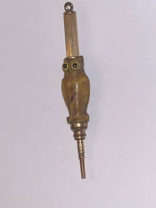 VERY RARE 1885 CELLULOID FIGURAL OWL MAGIC Mechanical PENCIL ANTIQUE VICTORIAN 3