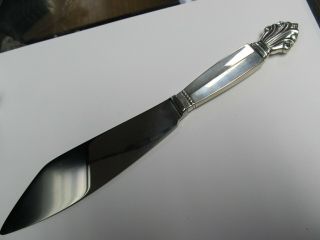 Georg Jensen Acanthus Sterling Silver Handle Fish / Cake Knife 10 5/8” Xlnt Cond