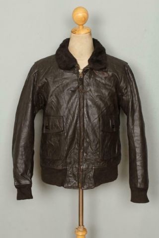 Vtg Star Sportswear 1975 G - 1 Us Navy Goatskin Leather Flight Jacket 40/42