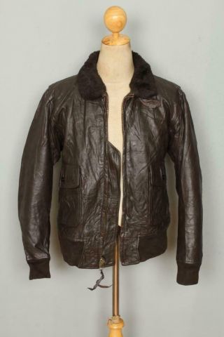 Vtg STAR SPORTSWEAR 1975 G - 1 US NAVY Goatskin Leather Flight Jacket 40/42 3