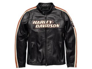 Harley Davidson Mrsp$600 Torque Leather Vintage Style Accordion Side Jacket Sz L