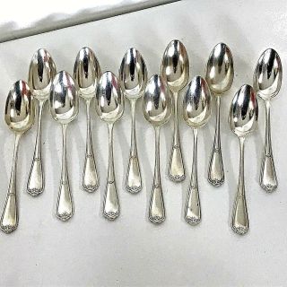 Set Of 12 Christofle French Silver Plated Dinner Spoons