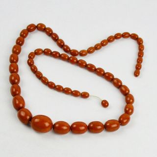 Egg Yolk Amber Smooth Oval Bead Graduated Necklace Vintage 120 G | 40 "