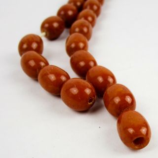 Egg Yolk Amber Smooth Oval Bead Graduated Necklace Vintage 120 g | 40 