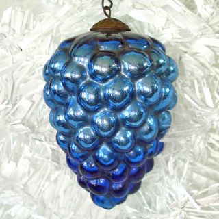 Antique German Cobalt Blue Grapes Kugel Christmas Ornament