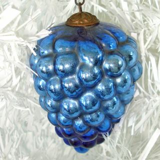 Antique German Cobalt Blue Grapes Kugel Christmas Ornament 2