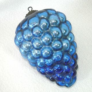 Antique German Cobalt Blue Grapes Kugel Christmas Ornament 3