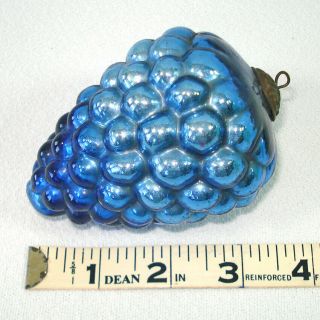 Antique German Cobalt Blue Grapes Kugel Christmas Ornament 4