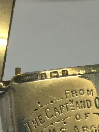 Antique Silver Vesta Case Presented From The Capt & Officers HMS Argonaut c1900 3