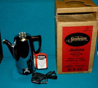 Sweet Boxed : Sunbeam 10 Cup Coffee Percolator Ap10 @ Vintage 1950s Atomic Age