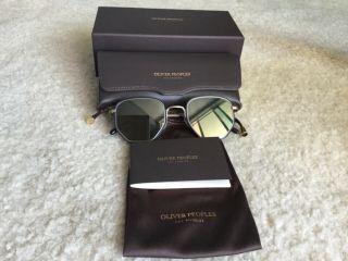 Authentic Oliver Peoples Sunglass Alland Navy With Antique Gold 50mm