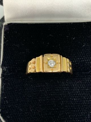 Antique Victorian 18ct Gold Ring With Diamond,  Chester Hallmark