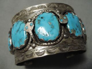 One Of Best Vintage Zuni (d. ) Effie Calavaza Turquoise Sterling Silver Bracelet