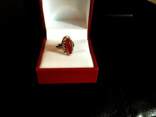 Rose Gold Carnelian Ring Vintage 10K Size 2 - Makers Mark Star in a Box 2