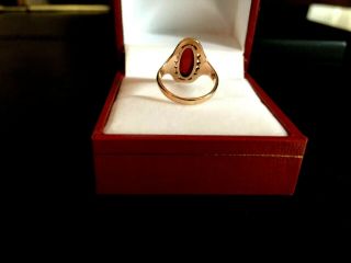 Rose Gold Carnelian Ring Vintage 10K Size 2 - Makers Mark Star in a Box 4