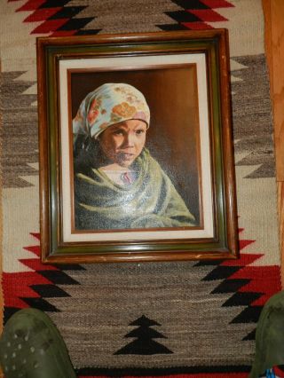 Portrait Of Native American Indian,  Girl,  Oil Paint/ Canvas,  Signed,  Gene Pursel