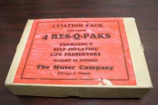 (4) Antique Res Q Pak Self - Inflating Life Preserver Pack And Brochures