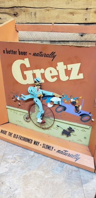 Rare Early Wooden Gretz Beer Football Motion Lighted Beer Sign Philadelphia PA 12