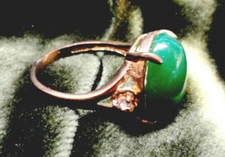 LOVELY ANTIQUE JADE RING 14K DIAMONDS.  BEAUTY / BLACK PEARLS 2