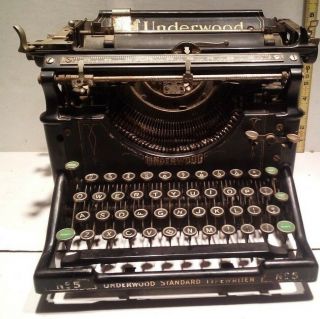 Antique Underwood No.  5 Standard Vintage Typewriter Great Vtg Cleaner Rare