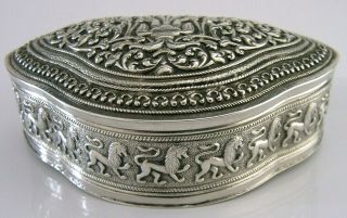 Ceylon Indian Solid Silver Table Snuff Box C1900 Antique 74g