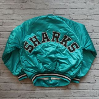 Vintage 90s San Jose Sharks Satin Jacket By Chalk Line Size L Made In Usa