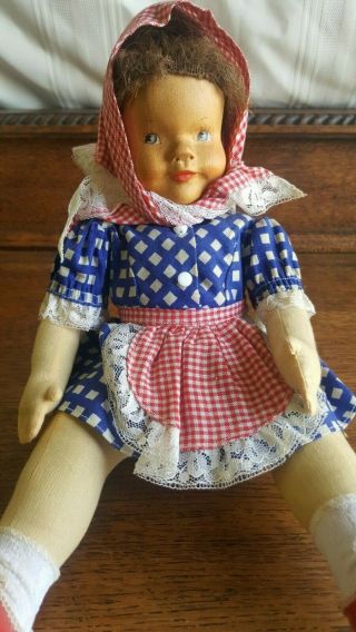 Vintage German Hildegarde Krahmer " Kuck In Die Welt " Wood Head Doll