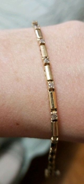 Vintage 14 K Gold Bracelet With Diamonds 6 Grams