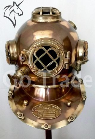 US NAVY MARK V ANTIQUE DIVING DIVERS HELMET BRASS STEEL FULL SIZE MARITIME 4