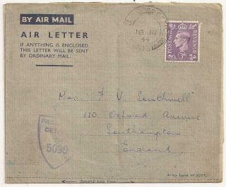 Wwii British Letter.  Italy 1944.  Killed In Action 1945.  6th Armoured Division.