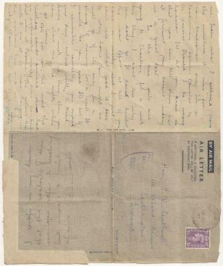 WWII British Letter.  Italy 1944.  Killed in Action 1945.  6th Armoured Division. 4