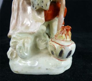 N938 C1758 ANTIQUE POLYCHROME BOW PORCELAIN FIGURE EMBLEMATIC OF WINTER 6