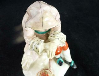 N938 C1758 ANTIQUE POLYCHROME BOW PORCELAIN FIGURE EMBLEMATIC OF WINTER 7