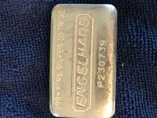 10 Oz.  Vintage Wide Hand Poured Silver Bar Engelhard.  999 Fine.  Serial P230739