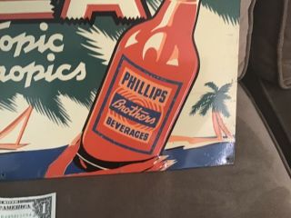 Rare Baltimore 1940s KE LA Beverage Embossed tin Sign Phillips bros. 2