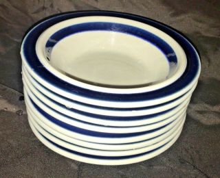 Arabia Finland Anemone Blue Rim Vntg Set of 8 Cereal Bowls 2