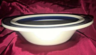 Arabia Finland Anemone Blue Rim Vntg Set of 8 Cereal Bowls 5