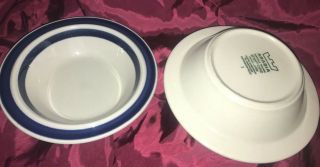 Arabia Finland Anemone Blue Rim Vntg Set of 8 Cereal Bowls 7