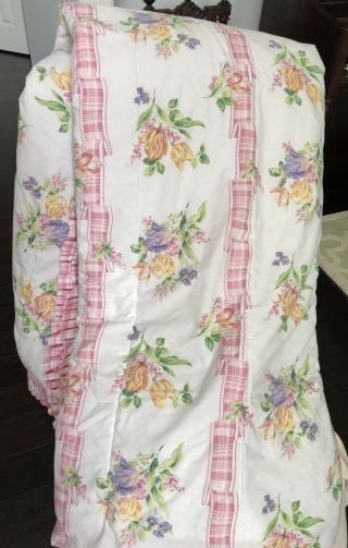 Vtg Mario Buatta Pamela English Country Floral Reversible Comforter Full / Queen
