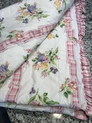 VTG Mario Buatta Pamela English Country Floral Reversible Comforter Full / Queen 8