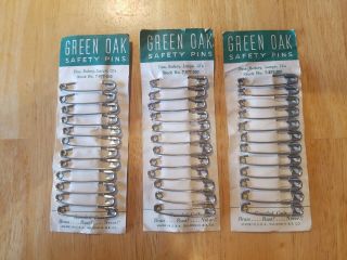 Us Army Green Oak Large Safety Pins,  Set Of 3 (36 Pins) For Medic Kits