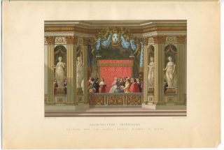 Antique Cherubs Rococo Interior Architecture Royal Alcove Woman Man Chromo Print
