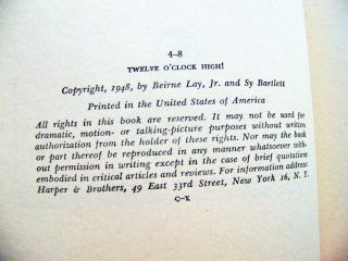 VERY RARE SIGNED 1948 Edition TWELVE O ' CLOCK HIGH By SY BARTLETT 5
