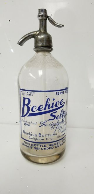 Vintage Seltzer Bottle Beehive Seltzer Brigham City Utah