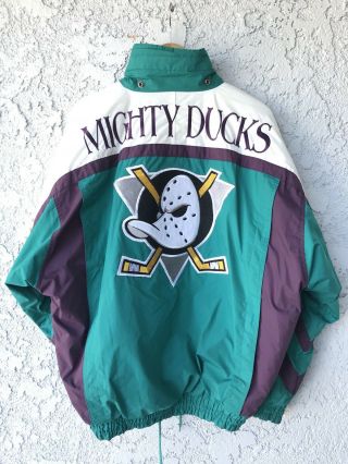 Vintage 90s Anaheim Mighty Ducks Jacket Jersey Windbreaker Rare Nhl Hockey