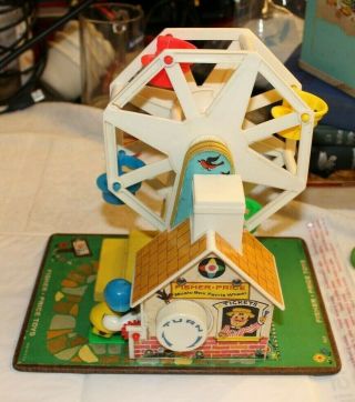 Vintage 1966 Fisher - Price Music Box Ferris Wheel 969 Little People